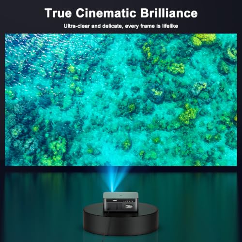 HAPPRUN 3000 ANSI Lumens Outdoor Projector with Built-in Apps, Smart OS