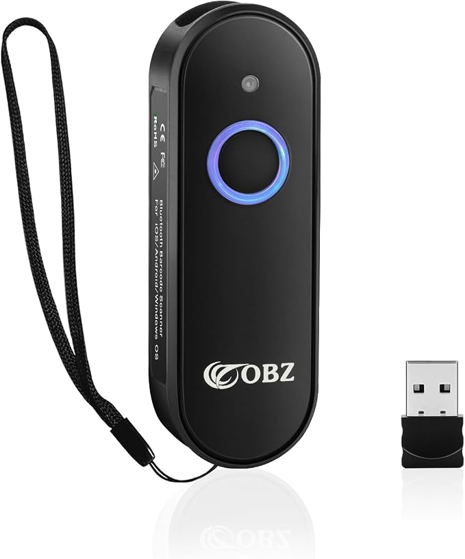 OBZ Mini Bluetooth Barcode Scanner,Portable Wireless Handheld Code Reader