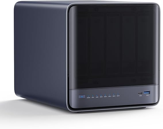 MINISFORUM N5 Air 5-Bay Desktop NAS, AMD Ryzen 7 255, 8C/16T CPU, Radeon 780M, No RAM,No HDD,64GB SSD(MinisCloud OS), 3×M.2 NVMe, 10GbE + 5GbE, OCuLink and USB4 Ports, PCIe x16 Expansion Slot