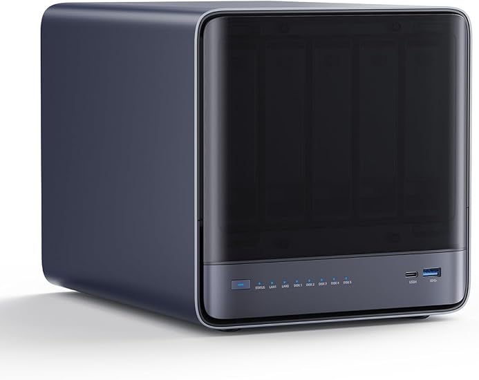 MINISFORUM N5 Air 5-Bay Desktop NAS, AMD Ryzen 7 255, 8C/16T CPU, Radeon 780M, No RAM,No HDD,64GB SSD(MinisCloud OS), 3×M.2 NVMe, 10GbE + 5GbE, OCuLink and USB4 Ports, PCIe x16 Expansion Slot