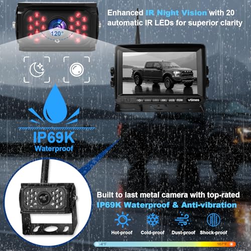 VTimes Wireless Backup Camera for Trucks, RV Backup Camera with HD Monitor
