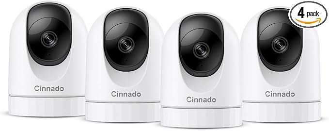 Cinnado 2K Home Security Cameras Indoor with 2.4GHz Wi-Fi & Siren, D1 4Pack