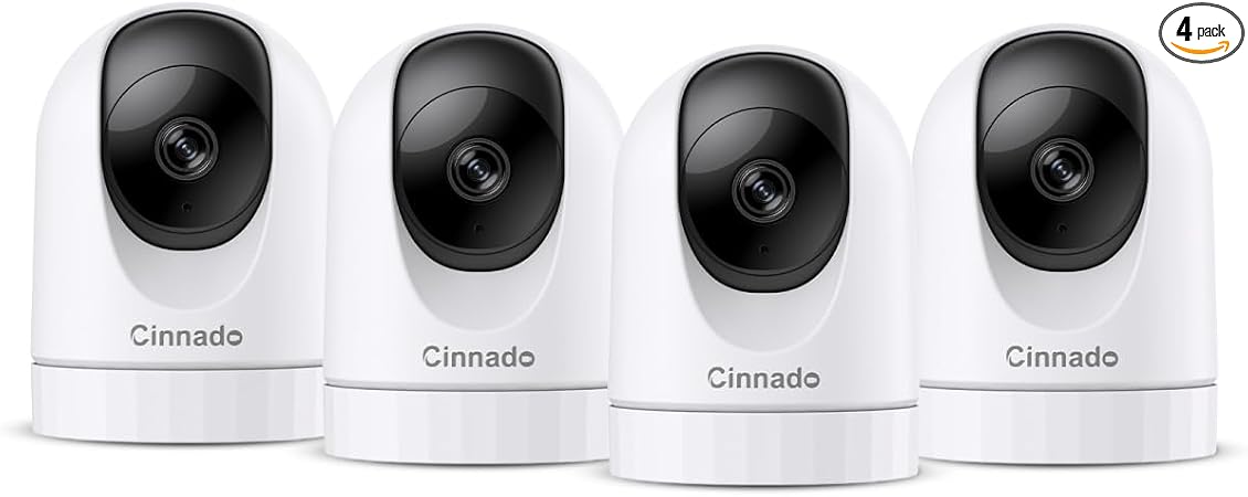 Cinnado 2K Home Security Cameras Indoor with 2.4GHz Wi-Fi & Siren, D1 4Pack