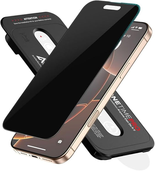 FLOLAB NanoArmour ONETIME PRO for iPhone 16 Pro Max Privacy Screen Protector, Anti-Reflective, 3D Edge-to-Edge, Anti-Spy Tempered Glass, Reinforced Edges, Durable, Smooth, Easy Install, Dust-Free