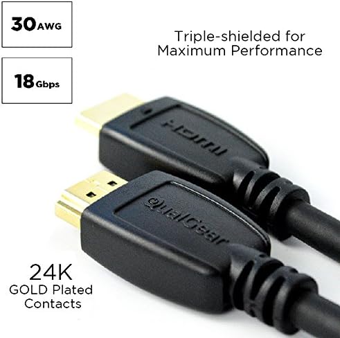 QualGear HDMI 2.0 Cable 20' High Speed HDMI 2.0 Cable with Ethernet 20' - Black (QG-CBL-HD20-20FT)