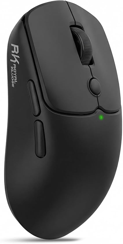 RK ROYAL KLUDGE MO1 Wireless Mouse, 55g Ultra-Lightweight Computer Mice, 6 Programmable Buttons, Quiet Click, 2.4GHz/Bluetooth/Wired, 6000 DPI Optical Sensor, Black