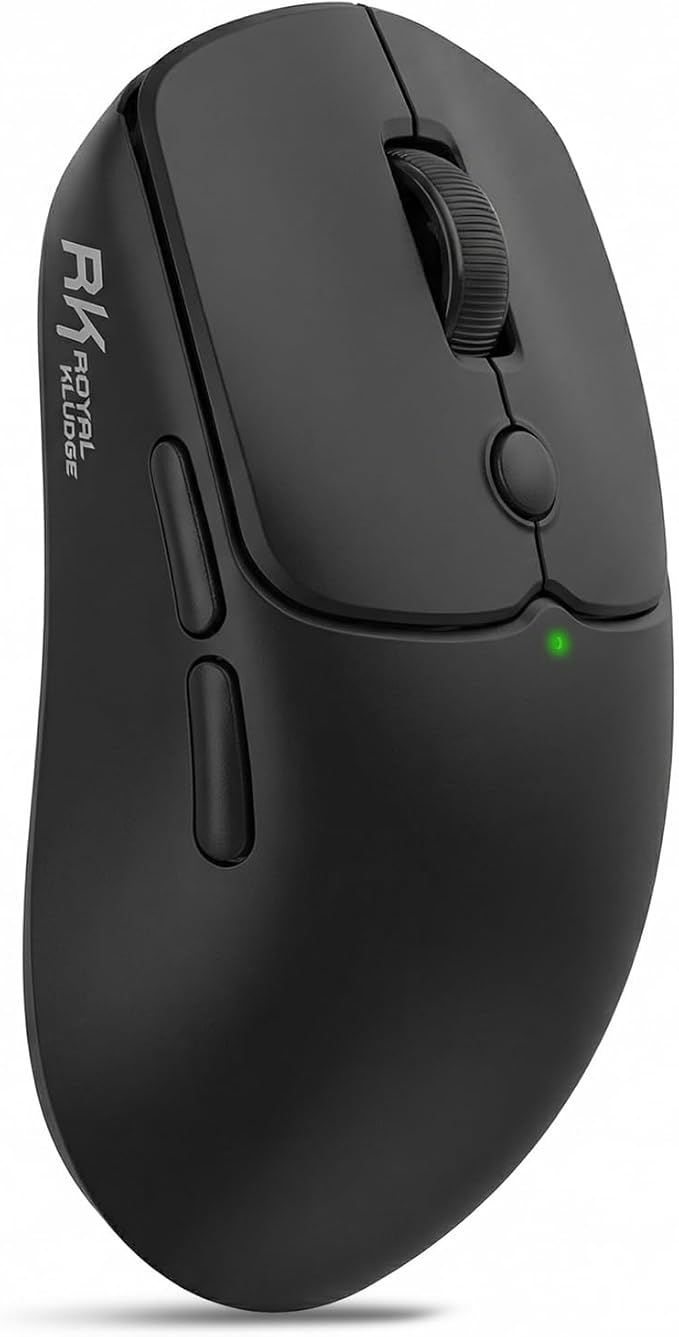 RK ROYAL KLUDGE MO1 Wireless Mouse, 55g Ultra-Lightweight Computer Mice, 6 Programmable Buttons, Quiet Click, 2.4GHz/Bluetooth/Wired, 6000 DPI Optical Sensor, Black