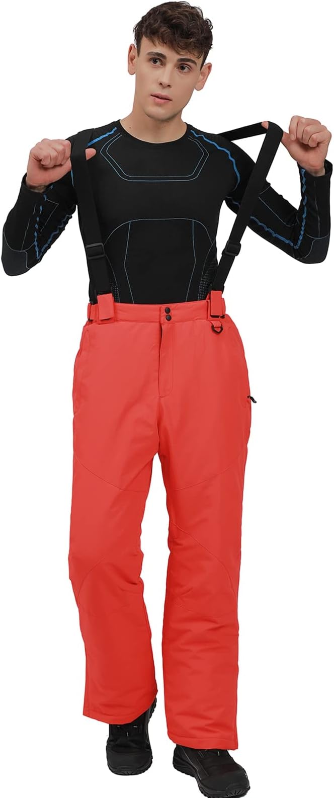 YEEFINE Men's Waterproof Snow Ski Pants Insulated Warm Winter Outdoor Snowboard Bibs with Suspenders