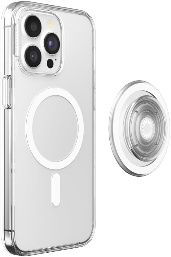 PopSockets iPhone 15 Pro Max Phone Case with MagSafe, Wireless Charging Compatible, Black - Translucent Black