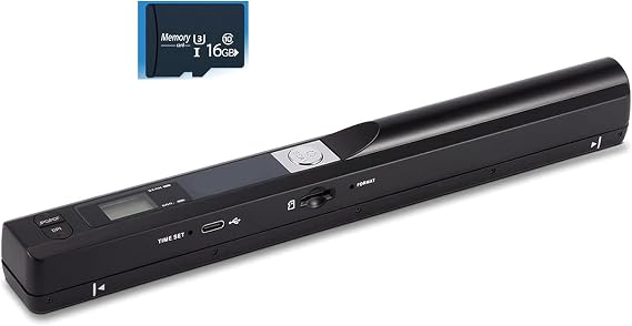 Portable Document Color Photo Scanner for A4 Documents，900DPI Handheld Mobile Image Scan for Business,Photo,Receipt,Book,Picture,Scanning Wand，JPG/PDF Format, High Speed,with 16G SD Card
