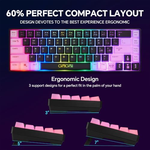 CHONCHOW 60% Gaming Keyboard and Mouse Combo, 68 Keys Wired LED RGB Backlit