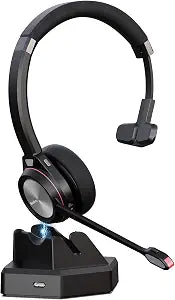 Bluetooth Headset with Microphone & Mute Button, 30 Hrs Working Time, Mono Noise Cancelling for PC Laptop Teams Zooms Work Business Meeting