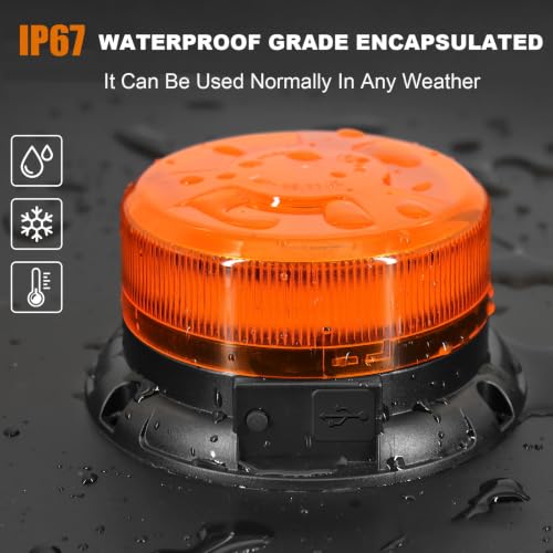 AnTom Magnetic Wireless Strobe Light Amber Warning Beacon Light for Trucks