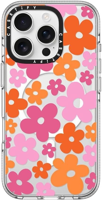 CASETiFY Clear iPhone 16 Pro Case [Not Yellowing / 6.6 ft. 3X Military Grade Drop Protection/Compatible with Magsafe] - Abstract Florals - Clear
