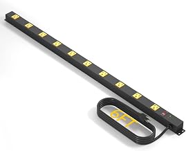10 Outlet Long Power Strip Surge Protector, Heavy Duty Industrial Metal Power Strip 6 Feet, Wall Mountable, for Work Bench, Shop, Garage, Black (1000 Joules) - Image 1