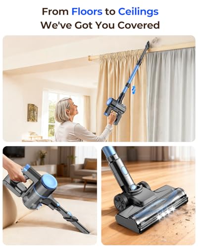 N8 Cordless Vacuum Cleaner,Lightweight Stick Vacuum with Powerful Suction,2200mAh Battery,40 Mins Runtime,Self-Standing, Rechargeable Vacuum Cleaners for Home Hardwood Floor Carpet - Image 4