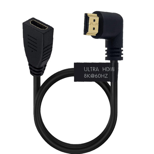 2 Feet 48Gbps HDMI 8K@60Hz Extension Ultra HD Cable, Straight Female to Left Angle Male HDMI 2.1 Extender High Speed Shield Cord for Xbox TV PS4 PS5 Switch, Support 4K@120Hz, 3D Dynamic HDR