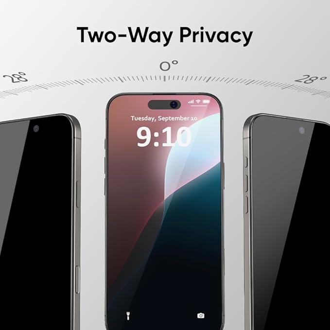 FLOLAB NanoArmour ONETIME PRO for iPhone 16 Pro Privacy Screen Protector, Anti-Reflective, 3D Edge-to-Edge, Anti-Spy Tempered Glass, Reinforced Edges, Durable, Smooth, Easy Install, Dust-Free