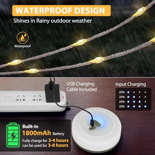 Camping String Lights, 4 in 1 Quick Storage 32.8FT 9 Modes Portable