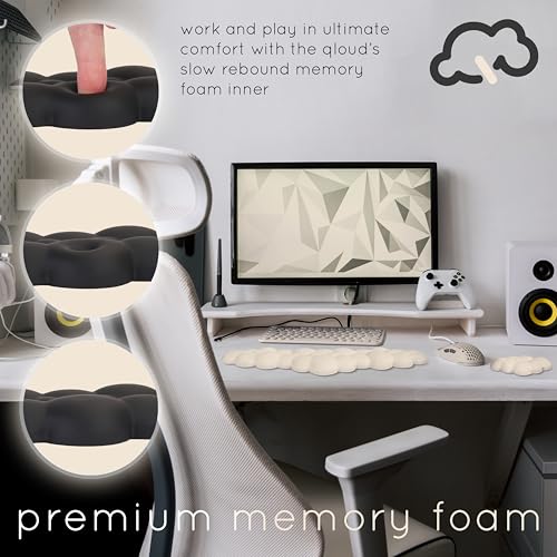 Cloud Keyboard Wrist Rest – Create-ables Qloud Cloud Wrist Rest for Computer Keyboard and Mouse, Ergonomic Memory Foam Wrist Pad with Non-Slip Base, Includes Cloud Mouse Pad – Beige