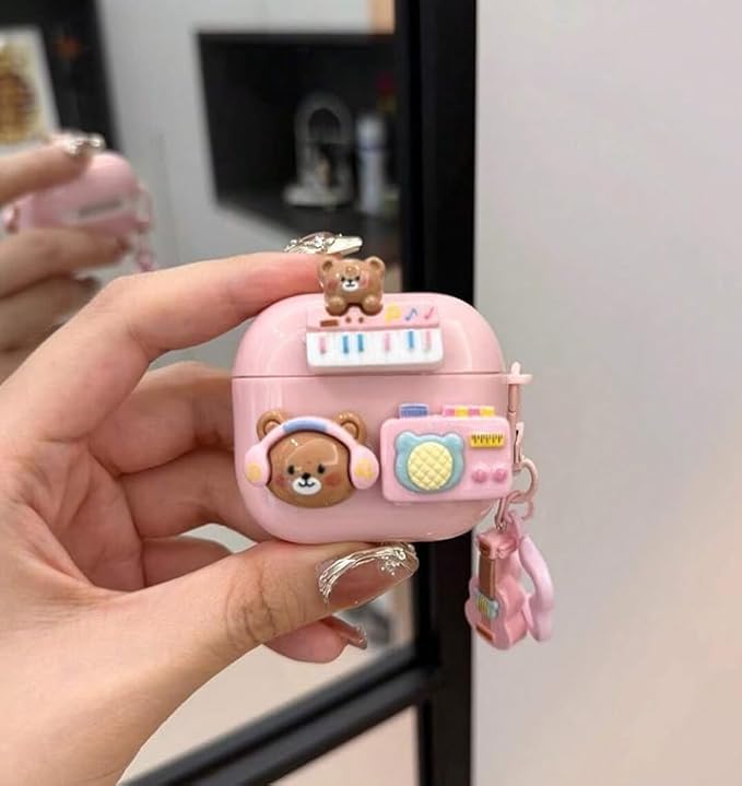for AirPods Pro 3 Case,Compatible with AirPods Pro 3rd Generation Case (2025), Cute Kawaii Cartoon Design Premium Shock-Absorbing Protective Case Cover for AirPods Pro 3 (Cute Bear)