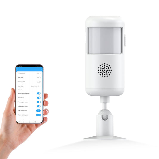 WiFi Infrared Motion Sensor Alarm, Phone and Text Notifications(Value-Added Service), Remote Wireless connectivity, Accurate Detection, 85dB Warning, Prevent intruders in Home, Garage, expel Enemies