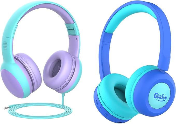 Kids Bluetooth Headphones,Toddler Headphones with Microphone,85dB Volume Limited,Bluetooth 5.3 Twistable Lightweight Kids Wireless Earphones for Boy Girl Tablet Travel School