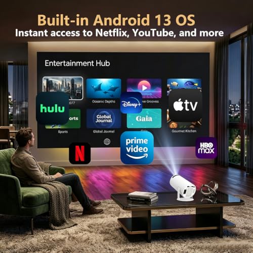 Mini Projector with WiFi and Bluetooth,4K Support Portable Projector