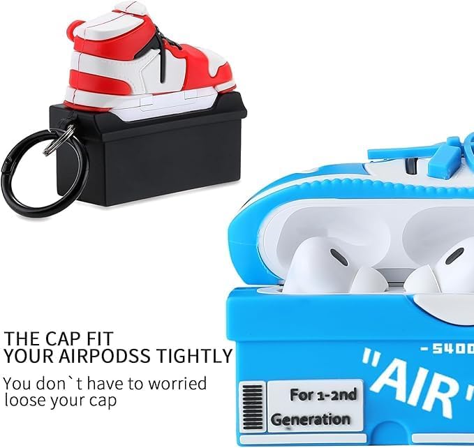 [2Pack] for Apple Airpods Pro 2 Case Cover,Cute Cartoon Shoe Box Soft Silicone Protective Cases for AirPods Pro 2nd Generation Case with Keychain for Women Men