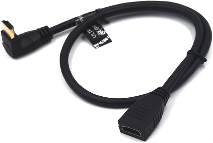 2 Feet 48Gbps HDMI 8K@60Hz Extension Ultra HD Cable, Straight Female to Up Angle Male HDMI 2.1 Extender High Speed Shield Cord for Xbox TV PS4 PS5 Switch, Support 4K@120Hz, 3D Dynamic HDR