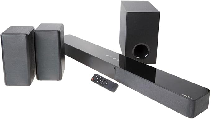 Vivitar Home Theater Soundbar System with 2.25” Full Frequency Drivers, 2 Speakers and 6.5” Subwoofer, Works with 4K, 1080p, and Smart TV’s, Bluetooth, HDMI, AUX, USB Compatible, Black