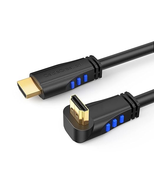 CableCreation 4K HDMI Cable Right Angle 270 Degree Upward - Supports 4K@60HZ Ultra HD for Gaming, Streaming, Movies, Male to Male, 3ft Black