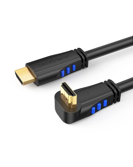 CableCreation 4K HDMI Cable Right Angle 270 Degree Upward - Supports 4K@60HZ Ultra HD for Gaming, Streaming, Movies, Male to Male, 3ft Black