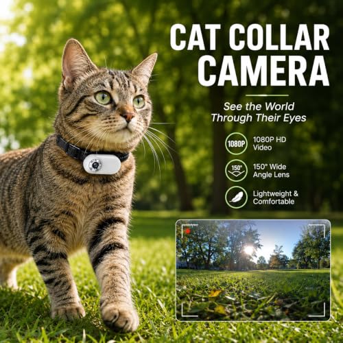 1080P Dog & Cat Camera Collar with 64GB Card, Mini Wearable POV Camera for Humans, Wireless Pet Cam for Video/Photo, Portable Sport Action Camera with Multi-Mount Accessories for Vlogging & Pets