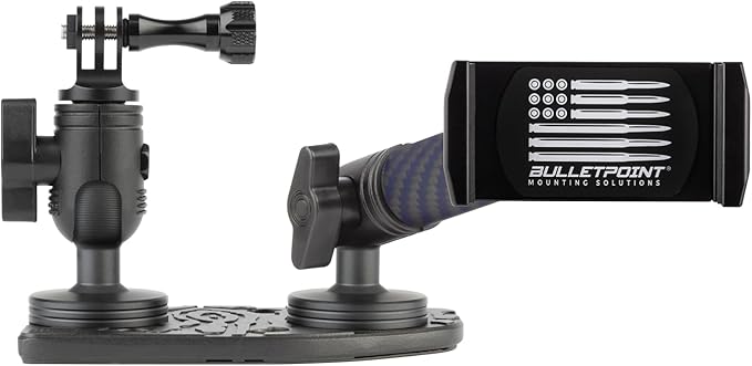 Bulletpoint Metal Dash Mount Cell Phone Holder & Action Camera Bracket Compatible with 2024+ Jeep Wrangler JL, 4xe & Gladiator Dual 20mm Ball Base (Passenger Side Spring-Loaded)