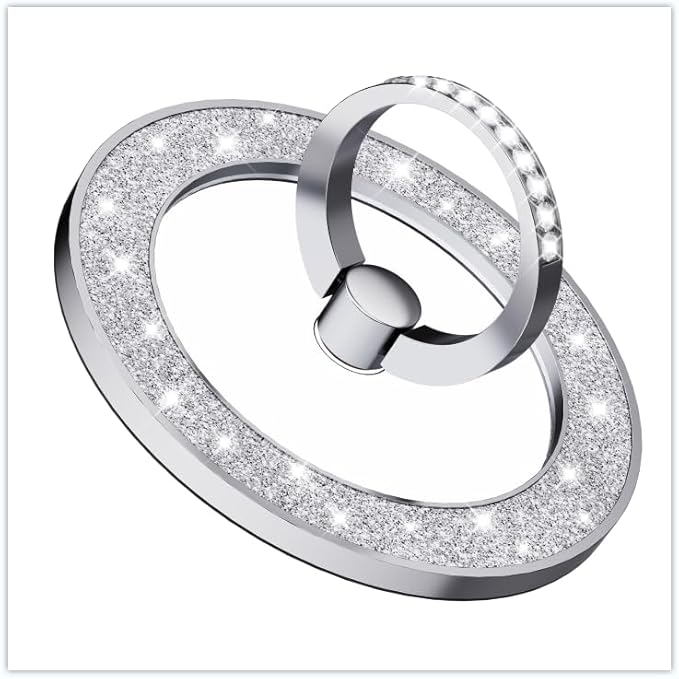PZOZ Magnetic Phone Ring Holder Stand for Magsafe, Shiny Decorative Ring Clasp with 360° Rotation Finger Ring Kickstand, MagSafe Accessories for iPhone Android Magnetic Phone Case