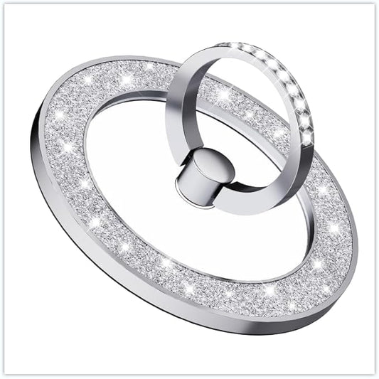 PZOZ Magnetic Phone Ring Holder Stand for Magsafe, Shiny Decorative Ring Clasp with 360° Rotation Finger Ring Kickstand, MagSafe Accessories for iPhone Android Magnetic Phone Case