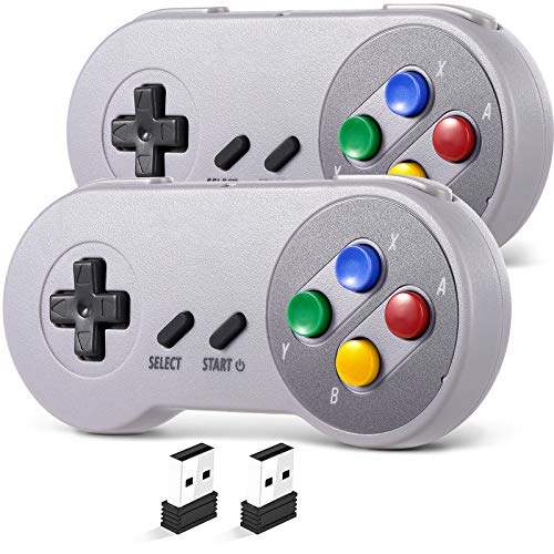 2 Pack Wireless USB SNES Controller for Windows PC, macOS(Multi-Color Keys)