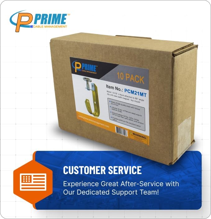 Heavy Duty Metal Cable & Wire Support J-Hook Hangers with High Strength Magnet - 10 Pack