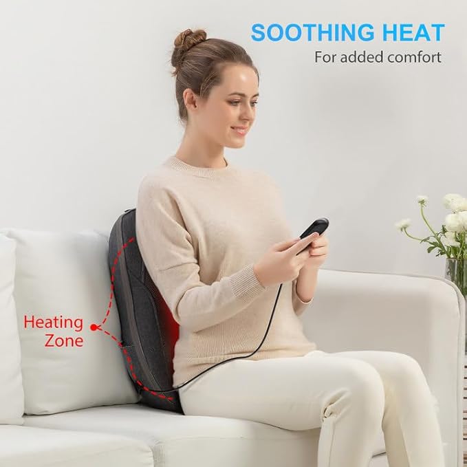 CooCoCo Shiatsu Back Massager with Heat, FSA Eligible Massager for Lower Back Pain Relief, Deep Tissue Kneading Massage, HSA Store Eligible Items, for Home Office Use