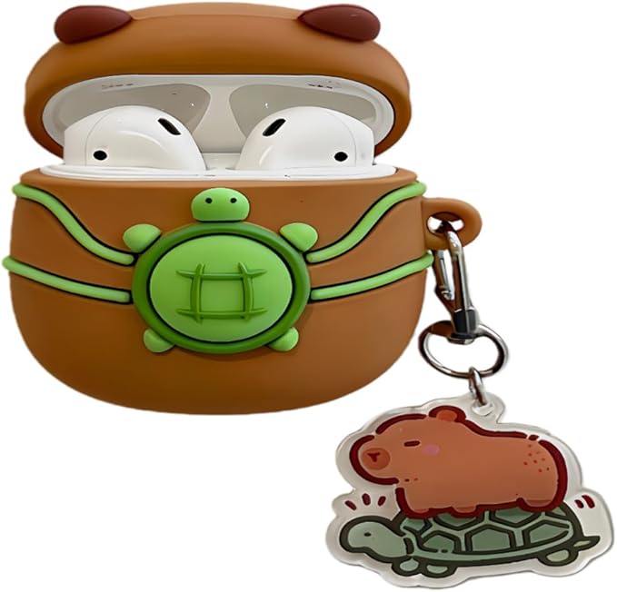 Case Compatible with AirPods Pro 3 2025, Cute Kawaii Capybara Design Case Cover, Portable Soft Silicone Wireless Charging Earphone Shockproof Protector with Pendant