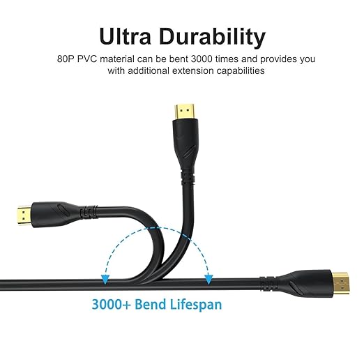 HDMI Cable Ultra High Speed Gold Plated 4K @ 60Hz, Ultra HD, 1080P & ARC Compatible with Laptop, Gaming PC, Monitor, PS5, PS4, Xbox X, One, Fire TV, Apple TV, ROKU, Soundbar & More (6 Feet)