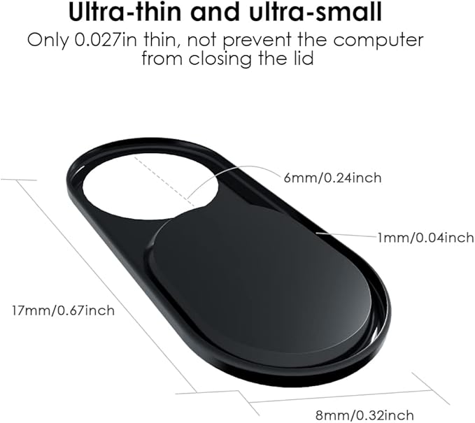 Laptop Camera Cover Slide, 0.027 Inch Ultra-Thin Metal Camera Privacy Covers, Webcam Cover Camera Cover Slide for iPhone, iPad, Mac, MacBook, Laptop, PC, Protect Your Privacy Security (Black-3 Pack)