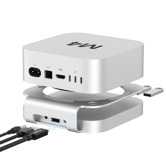 Akkyajaure 40Gbps USB4 Mac mini M4/M5/M6 Dock, All-Aluminum Docking Station with 40Gbps M.2 SSD (NVMe PCle) Enclosure, 3*USB 2.0, 3.5mm Audio, USB4 Host | Mac mini M4/M5/M6 USB-4 Dock - Image 1