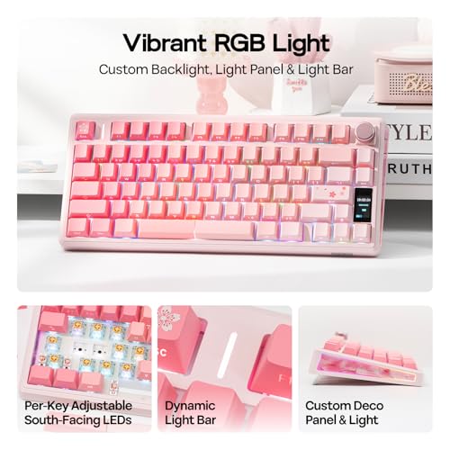 EPOMAKER TH80 V2 PRO Wireless Gaming Keyboard with Screen&Knob, 10000mAh