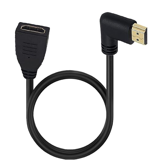 2ft 18Gbps 4K@60Hz HDMI Extension Cable, Right Angle HDMI 2.0 Male to Female Extender Adapter HD High Speed Shield Cord for Xbox HDTV PS4 PS5 Switch