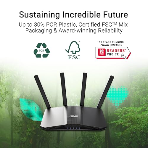 ASUS RT-BE82U Dual-Band WiFi 7 (802.11be) Smart AiMesh Extendable Router, 6500 Mbps, Five 2.5GbE Ports, Parental Controls & VPNs, Advanced Network Security (Renewed)