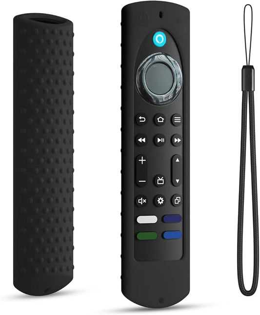 6.4 Inch Silicone Cover Compatible with Fire TV Stick 4K Max 2nd gen 2023 Remote Control,Silicone Case for Toshiba/Insignia Smart TV Remote,Anti-Slip Sleeve Cover with Lanyard(Black)