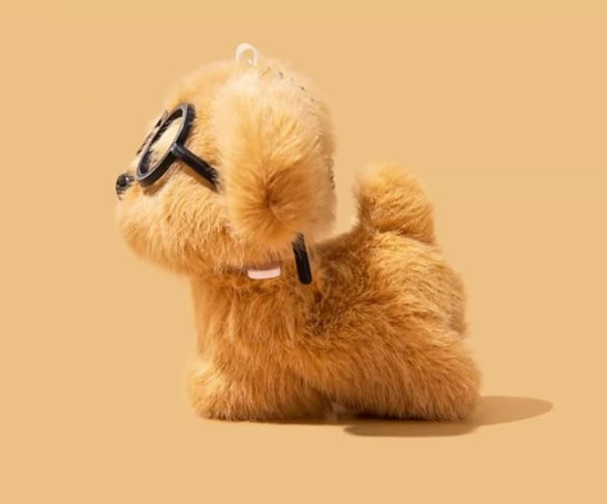 SGVAHY Furry Case for AirPods Pro 3rd Generation Funny Cute 3D Cartoon Plush Design Puppy with Glasses Soft Warm Fluffy Cover with Keychain Kawaii Anti-Fall Protective Case Women Girls