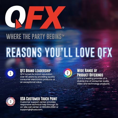 QFX BT-1953 Rechargable Portable Bluetooth Speaker with FM Radio, Black